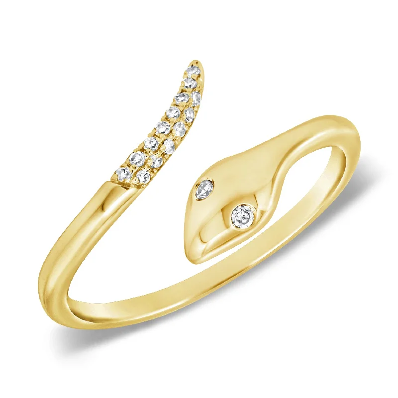 women's engagement rings with split band -Graceful Diamond Snake Ring in 14K Gold