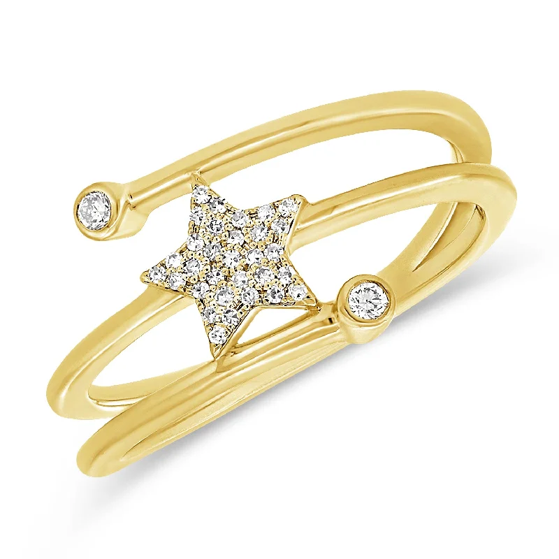 women's engagement rings with curved design -Celestial Diamond Star Ring