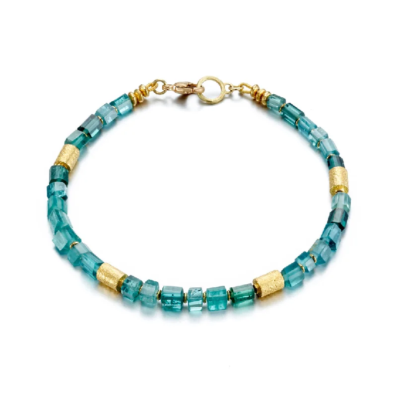 women's bracelets with adjustable clasp -Indicolite Tourmaline Beaded Bracelet