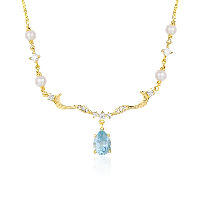 women's necklaces with geometric shapes -Seabreeze Serenity Blue Topaz Necklace (Yellow Gold)