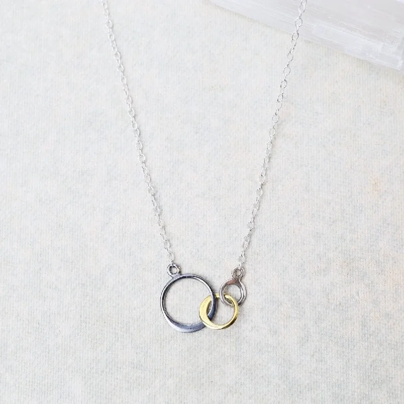 women's necklaces gold -Mixed Metal Circle of Life Necklace