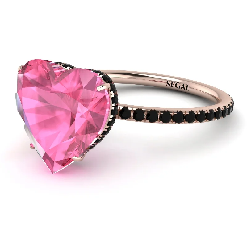 women's engagement rings with halo design -Heart Shape Pink Moissanite Ring - Noelle No. 808