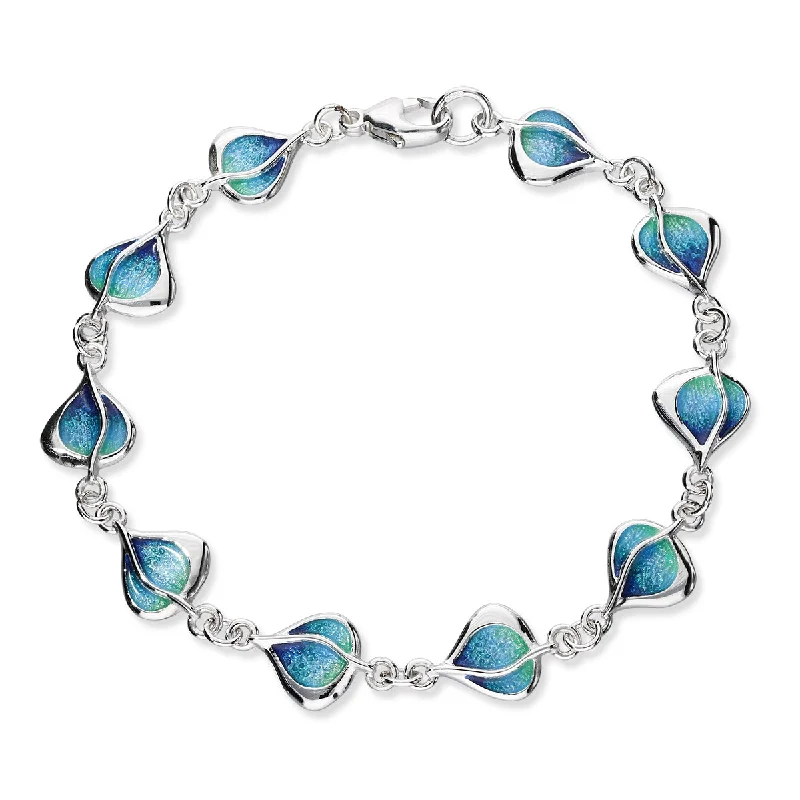 women's bracelets with round links -Leah Enamel Silver Bracelet EBL119