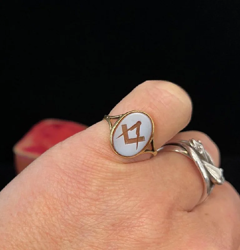 women's rings with chic design -Victorian Sardonyx Masonic Signet Ring