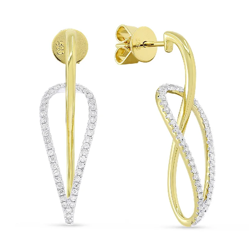 women's earrings with square-cut stones -MODERN YELLOW GOLD DIAMOND DANGLE EARRINGS, .37 CT TW