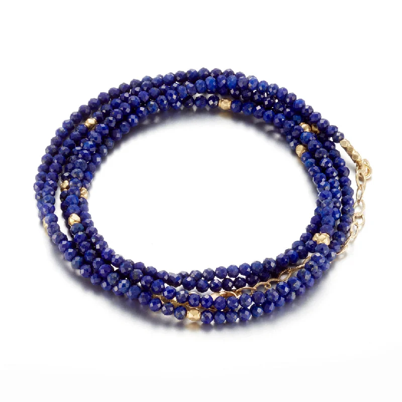 women's bracelets with rubies -Lapis Wrap Bead Bracelet