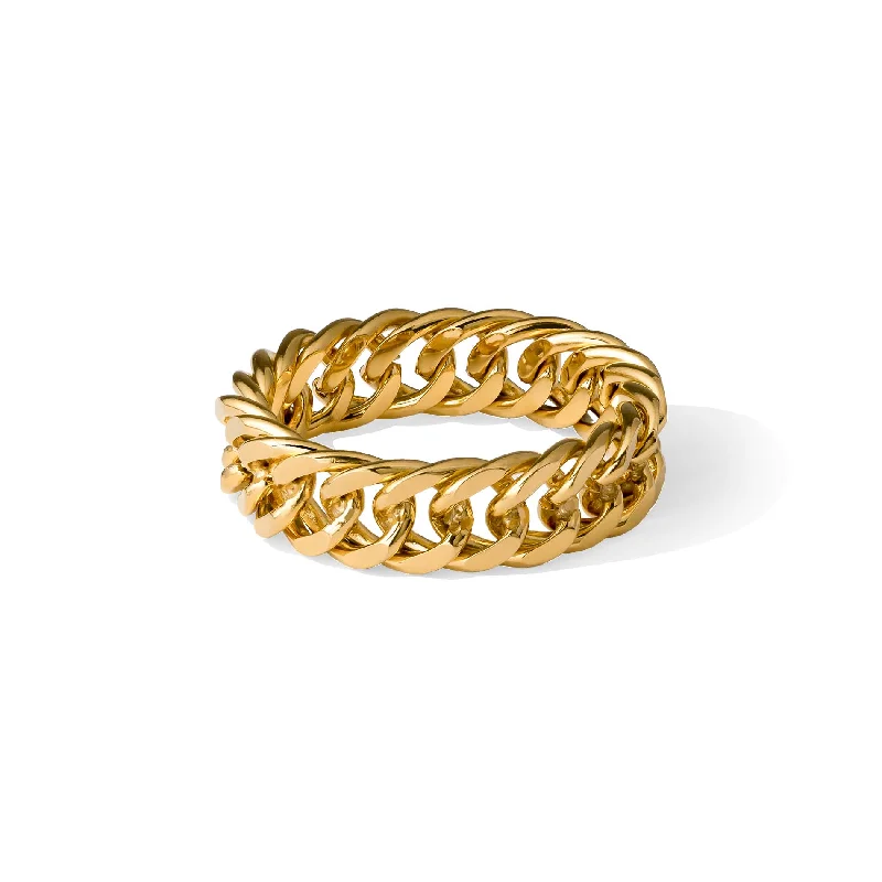 women's rings with bold gemstones -Chain ring gold