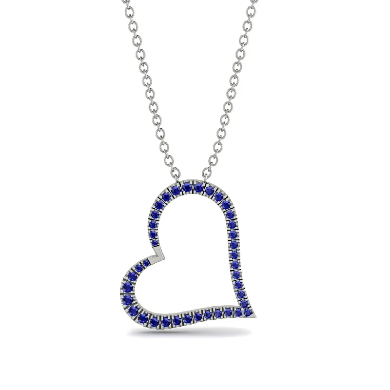 women's necklaces with adjustable clasp -Sapphire Heart Necklace - Claudia No. 15