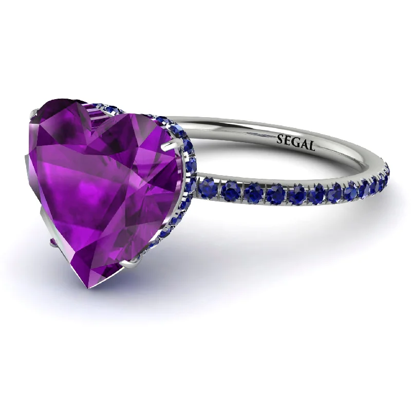 women's engagement rings with double halo -Heart Shape Amethyst Ring - Noelle No. 315