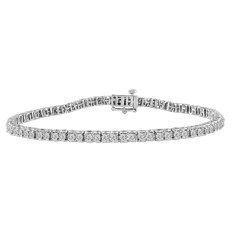 women's bracelets with chic design -LADIES BRACELET 1.00CT ROUND DIAMOND 14K WHITE GOLD (SI QUALITY)