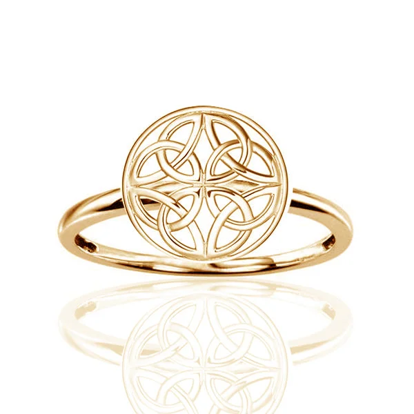 women's rings with square design -Four Celtic Trinity Knot Signet Ring