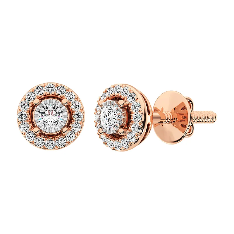 women's earrings with emerald drop -10K Rose Gold 1/6 Ct.Tw. Diamond Halo Earrings