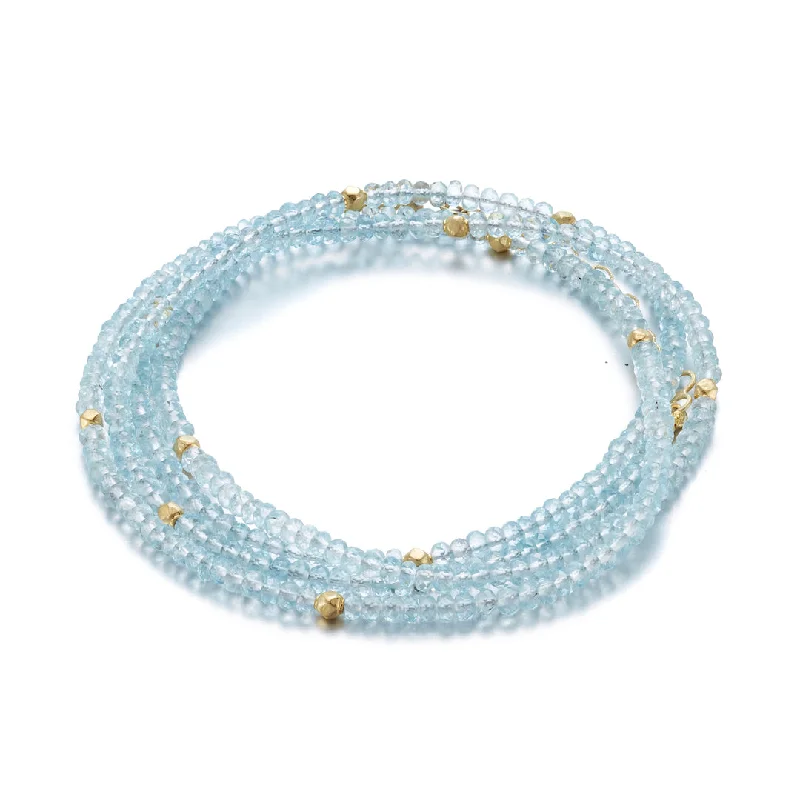 women's bracelets with natural stones -Aquamarine Wrap Bracelet