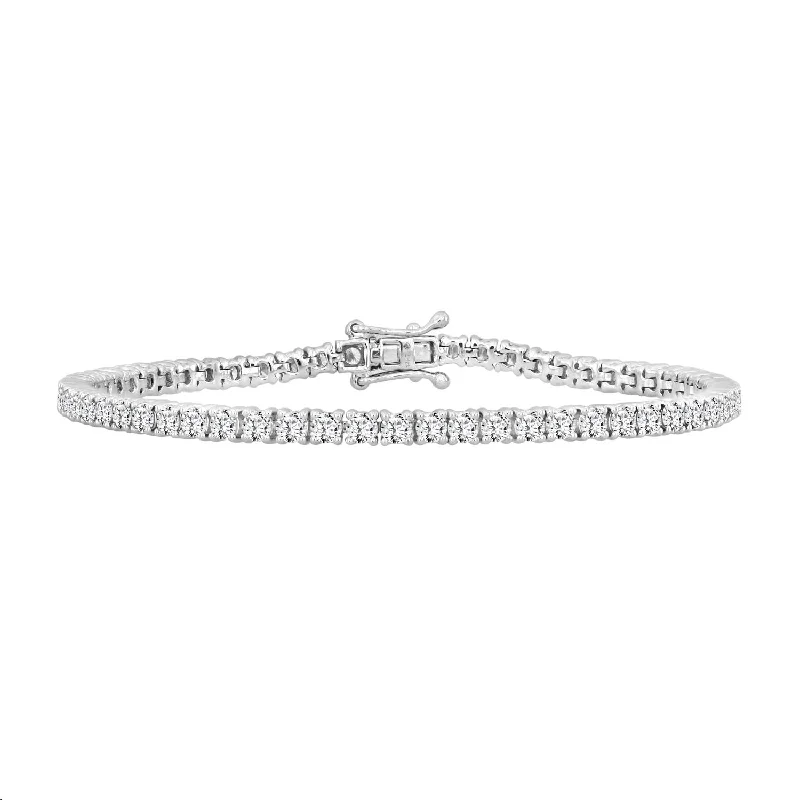 women's bracelets with thin chain -LADIES TENNIS BRACELET 2.00CT ROUND DIAMOND 14K WHITE GOLD