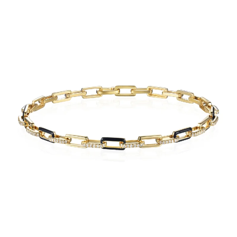 women's bracelets with oval design -Enamel Chain Bracelet