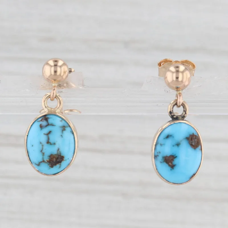 women's earrings with colored gemstones -Carlos Diaz Turquoise Dangle Earrings 14k Yellow Gold Drops