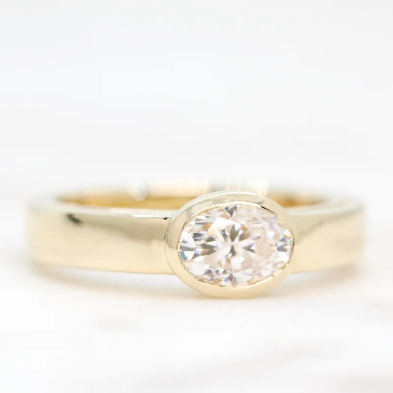 women's rings with double band -Mabel Ring with an Oval Moissanite - Made to Order, Choose Your Gold Tone