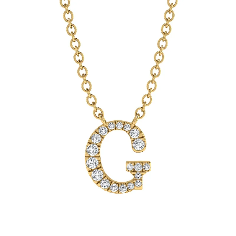 women's necklaces with sparkling halo -Diamond Gold Initial Necklace - G