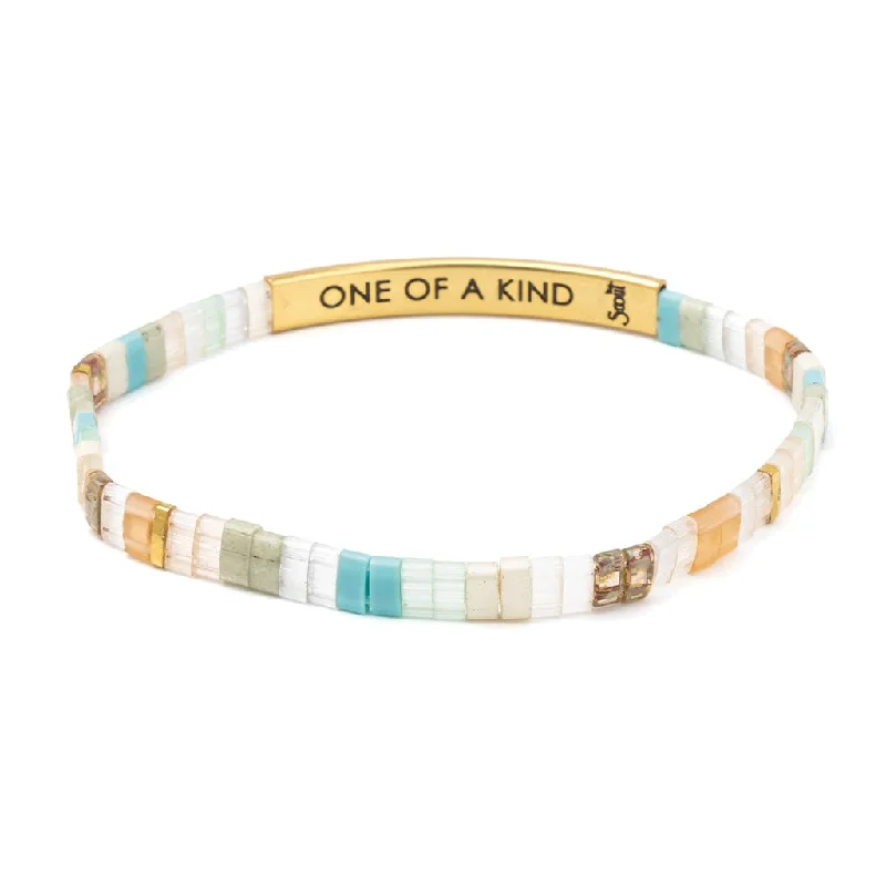 women's bracelets with multi-tone finish -Good Karma Miyuki Bracelet | One Of A Kind - Mint/Peach/Gold