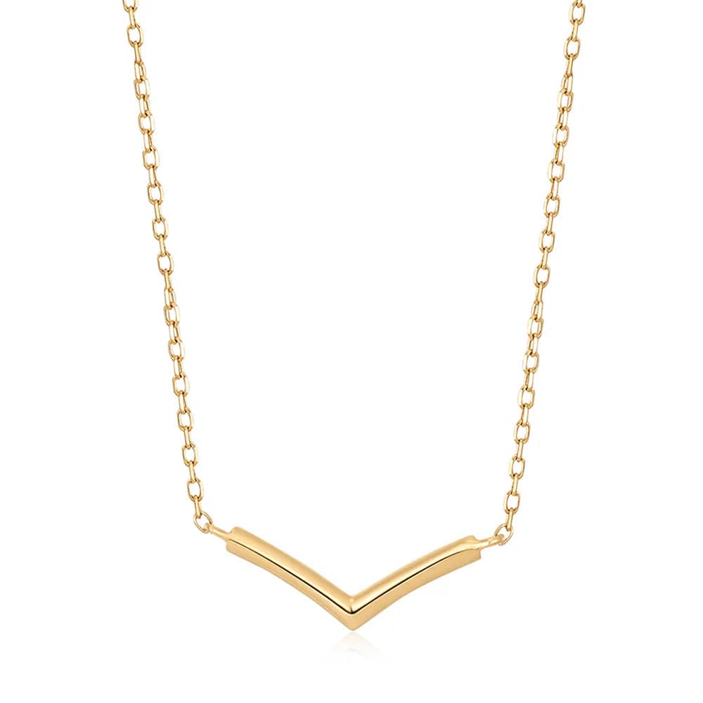 women's necklaces with double pendant -Laurel Gold Wishbone Necklace