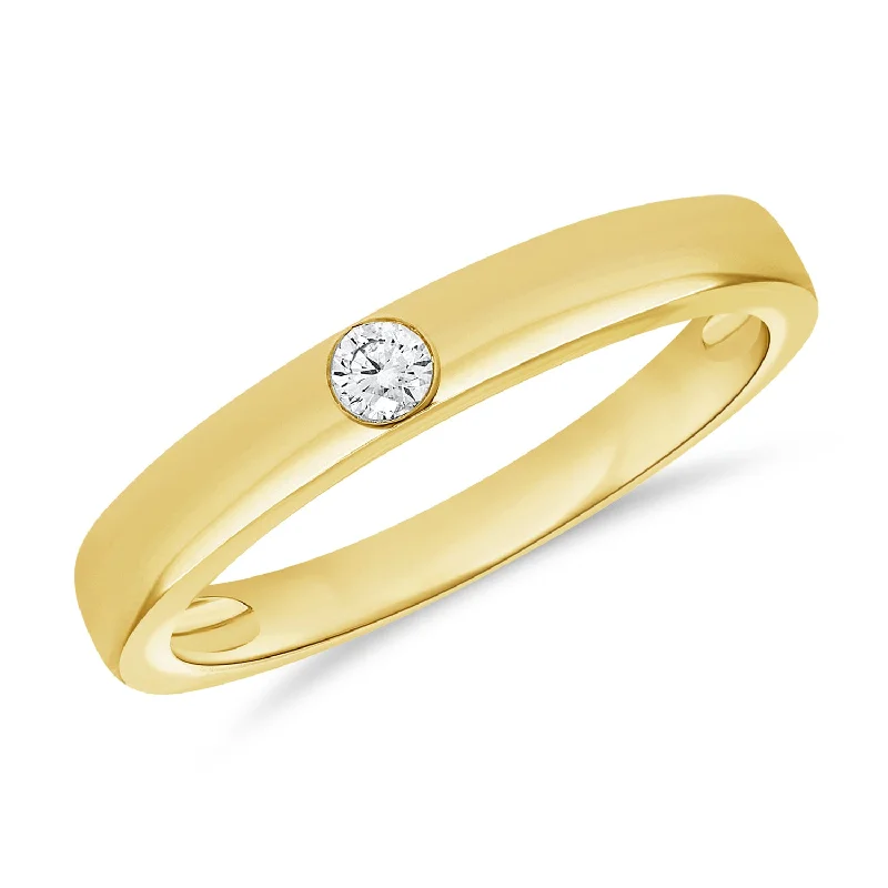 women's engagement rings with vintage design -Single Stone Solitaire White Brilliant Diamond Band set in 14kt Gold