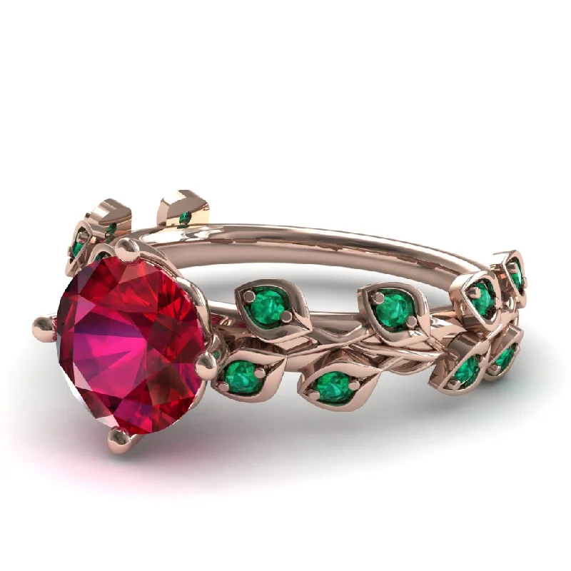 women's engagement rings with intricate patterns -Leaves All Around Ruby Ring - Sydney 2ct  No. 26