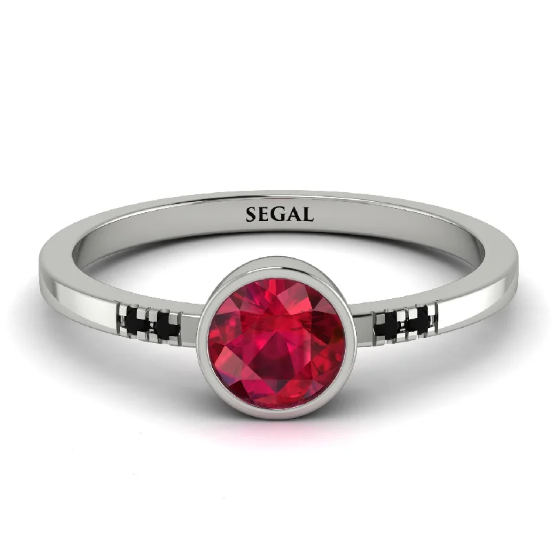 women's engagement rings with custom engraving -Bezel Minimalist Ruby Ring - Kinsley No. 27