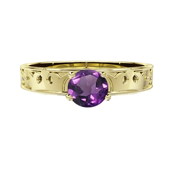 women's rings with hammered metal -ROYAL EDINBURGH LUCKENBOOTH AMETHYST RING