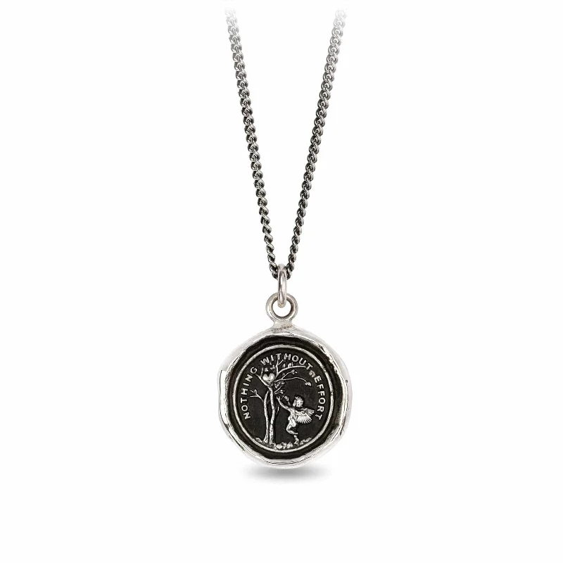 women's necklaces with pave diamonds -Nothing Without Effort Talisman Necklace