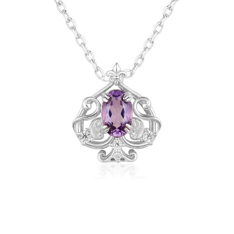 women's necklaces with diamond pendant -Leafy Spade Amethyst Necklace