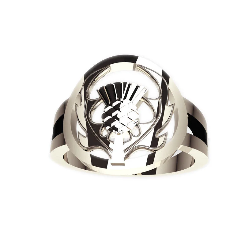 women's rings with engraved details -Edinburgh Scottish Thistle Signet Ring