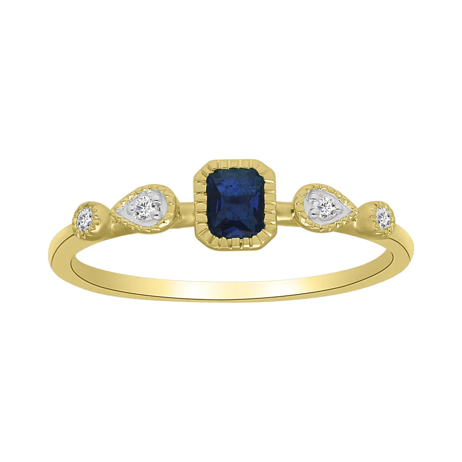 women's engagement rings with minimalist design -Sapphire & Diamond  Band Ring (14K)