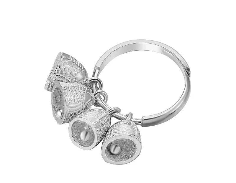 women's rings with radiant halo -Fish Bells Ring