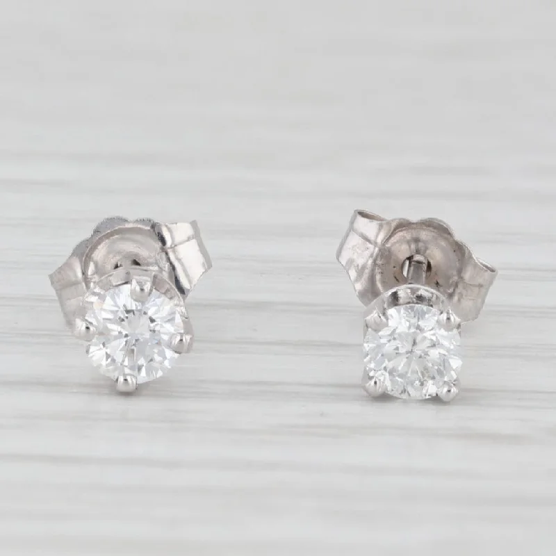 women's earrings with polished finish -0.40ctw Diamond Round Solitaire Stud Earrings 14k White Gold