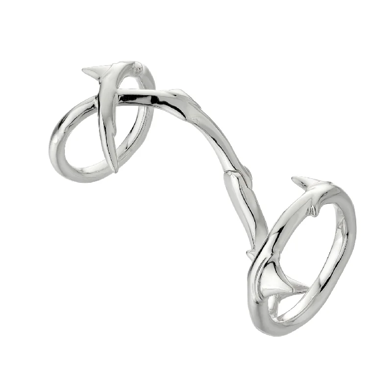 women's rings with stackable bands -Rose Thorn Hinged Ring - Silver