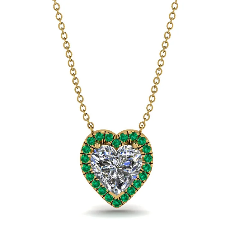 women's necklaces with choker style -4.7Ct Diamond Halo Heart Necklace - Jaylene No. 16