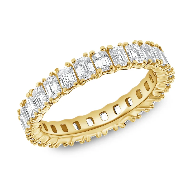 women's engagement rings with diamond accents -Classic Diamond Eternity Ring with Rectangular Cut White Diamonds set in 14kt Gold