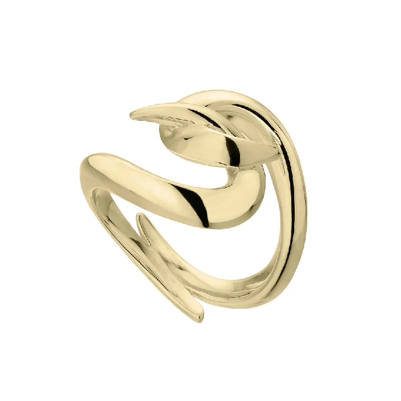 women's rings with square design -Hook Ring - Yellow Gold Vermeil