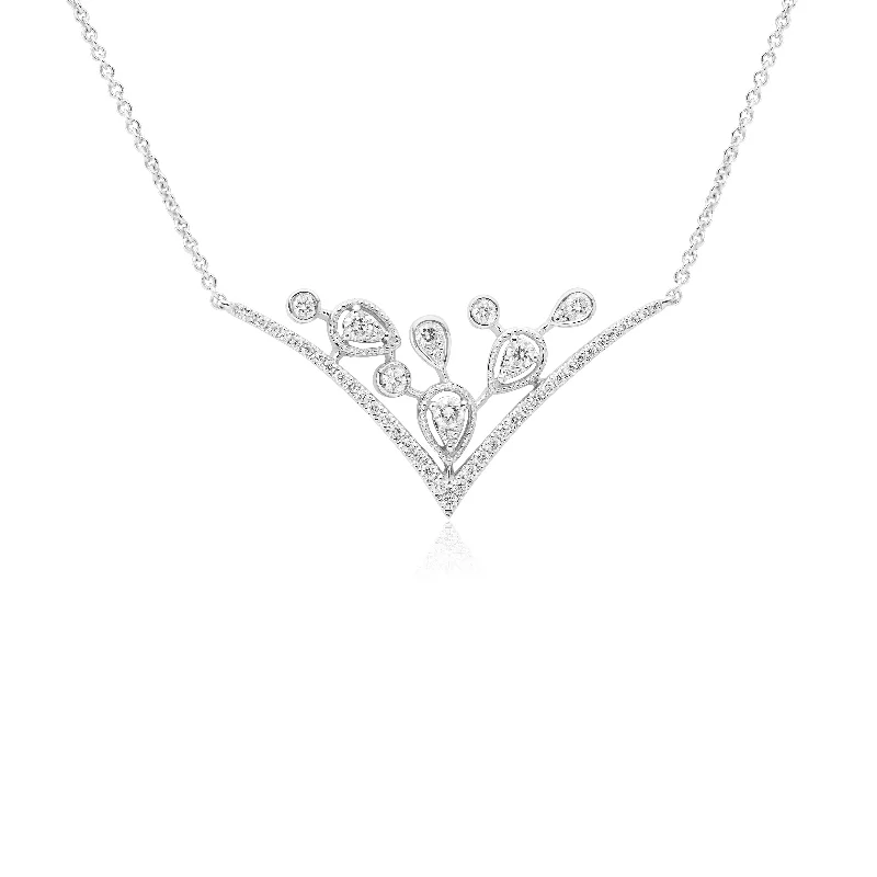 women's necklaces with diamond accents -V Shape Diamond Necklace With Pear Shape Accents