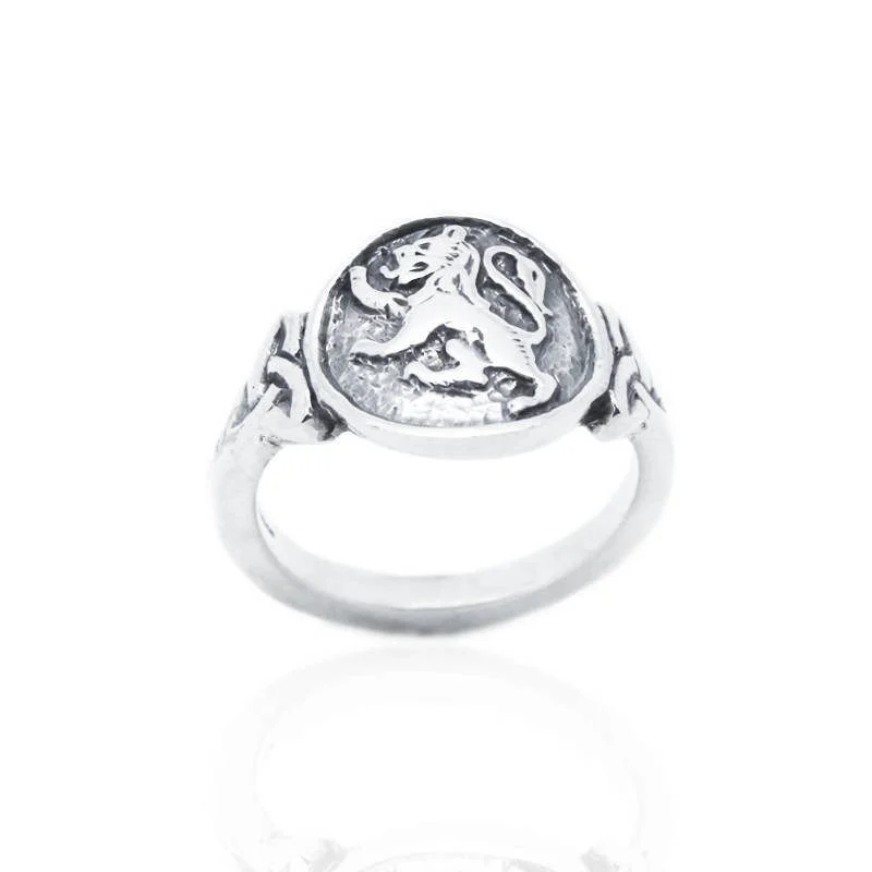 women's rings with diamond center stone -Lion Rampant Ring in Silver