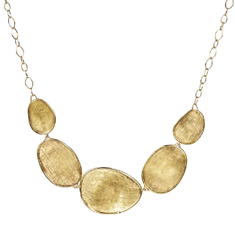 women's necklaces with geometric shapes -Marco Bicego Lunaria Oval Five Station Yellow Gold Necklace Pendant CB1779