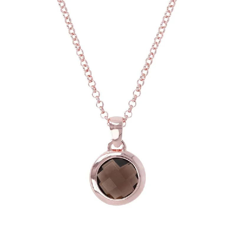 women's necklaces with matching earrings -Bronzallure Rose Gold Plated Rose Quartz Necklace 45.7cm