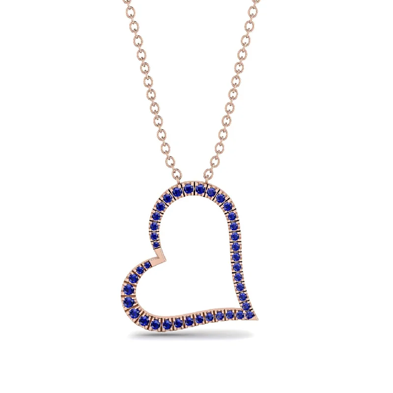 women's necklaces with vintage charm -Sapphire Heart Necklace - Claudia No. 14