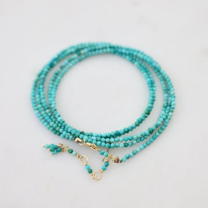 women's necklaces with teardrop pendant -14k Turquoise Wrap Bracelet & Necklace with 18K Hex Bead