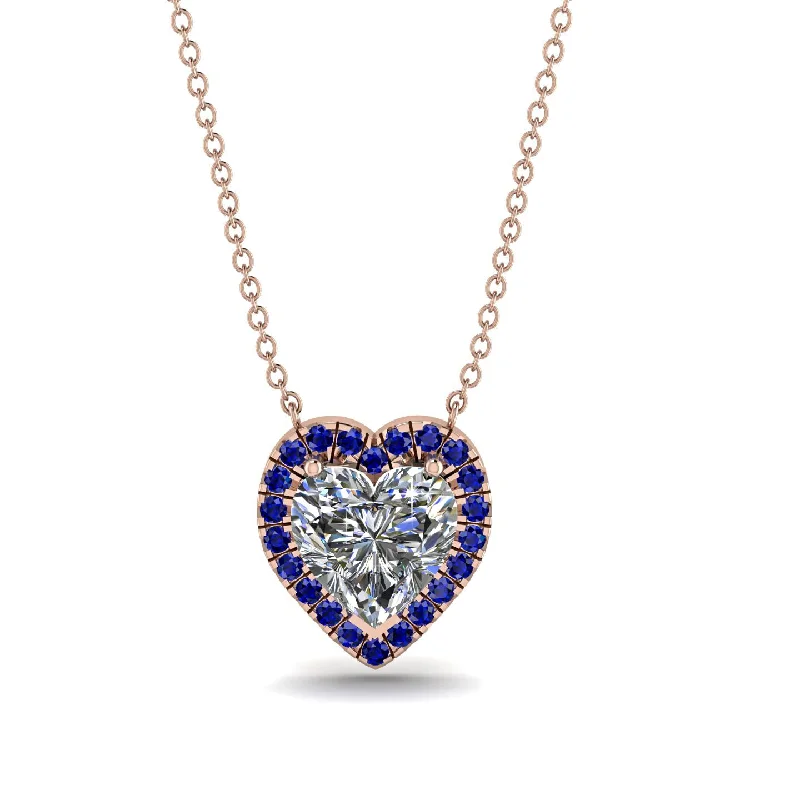 women's necklaces with gold chain -4.7Ct Diamond Halo Heart Necklace - Jaylene No. 62