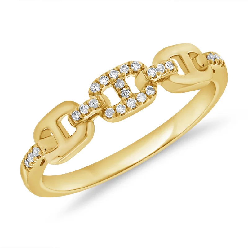 women's engagement rings with square-cut diamonds -14K Gold Diamond Link Ring