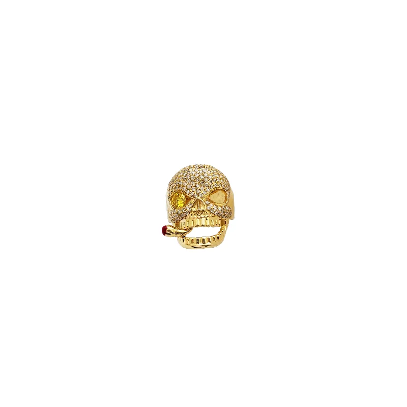 women's engagement rings with split band -Diamond Smoker Skull Ring (14K)