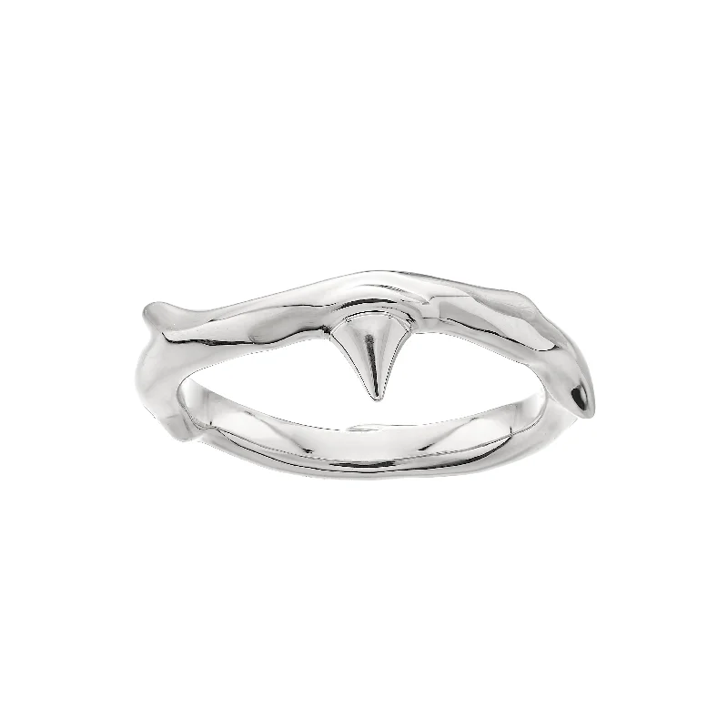 women's rings with star-shaped diamond -Rose Thorn Band Ring - Silver