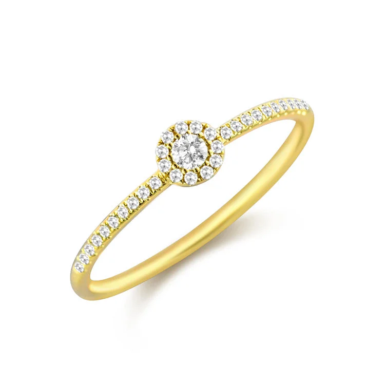 women's engagement rings with engraved band -14K Gold Ring with Dazzling Diamonds