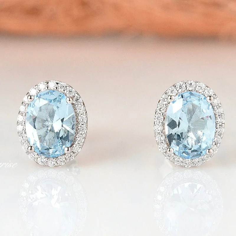 women's earrings with simple elegance -Iris Aquamarine Earrings- Sterling Silver